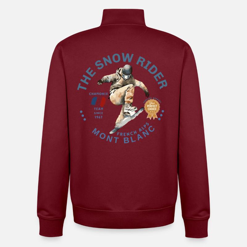 Mont-Blanc-Skifahrer in Aktion in Chamonix - Unisex Organic Zip Sweatshirt von Stanley/Stella - Burgunderrot