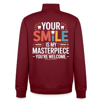 Conception de technicien de pont dentaire - Sweat zippé unisexe en coton bio Stanley/Stella - bordeaux - Dos - AI Model Male 185 dark (185cm)