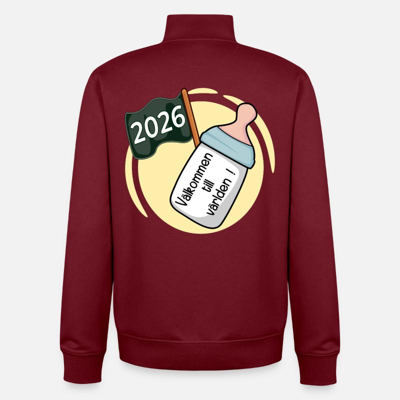 Bienvenue dans le monde 2026 - Sweat zippé unisexe en coton bio Stanley/Stella - bordeaux