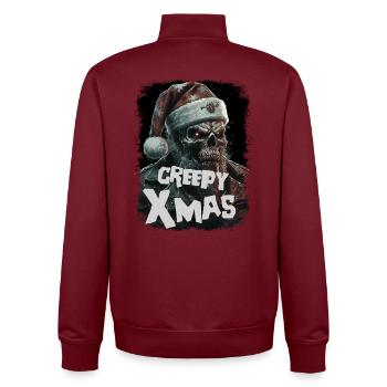 Zombie avec chapeau de Père Noël - Sweat zippé unisexe en coton bio Stanley/Stella - bordeaux - Dos - AI Model Male 185 dark (185cm)