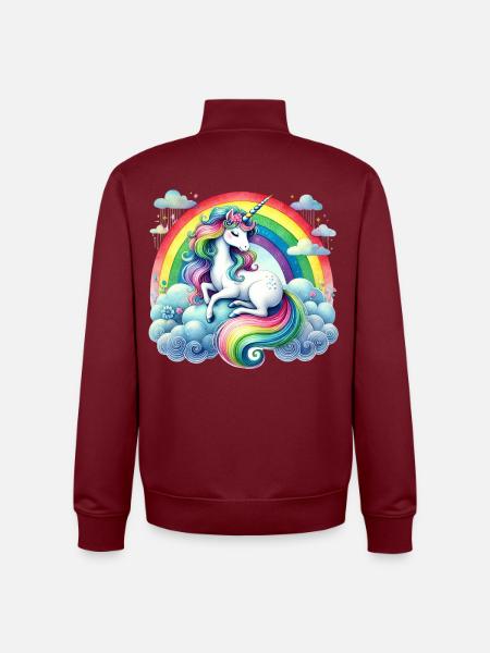 Regenbogen-Einhorn auf Wolken - Unisex Organic Zip Sweatshirt von Stanley/Stella - Burgunderrot