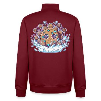Cookie in Milch im Weltraum - Unisex Organic Zip Sweatshirt von Stanley/Stella - Burgunderrot - Hinten - AI Model Male 185 dark (185cm)