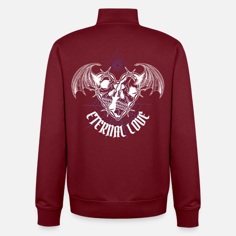 Crâne gothique amour éternel - Sweat zippé unisexe en coton bio Stanley/Stella - bordeaux