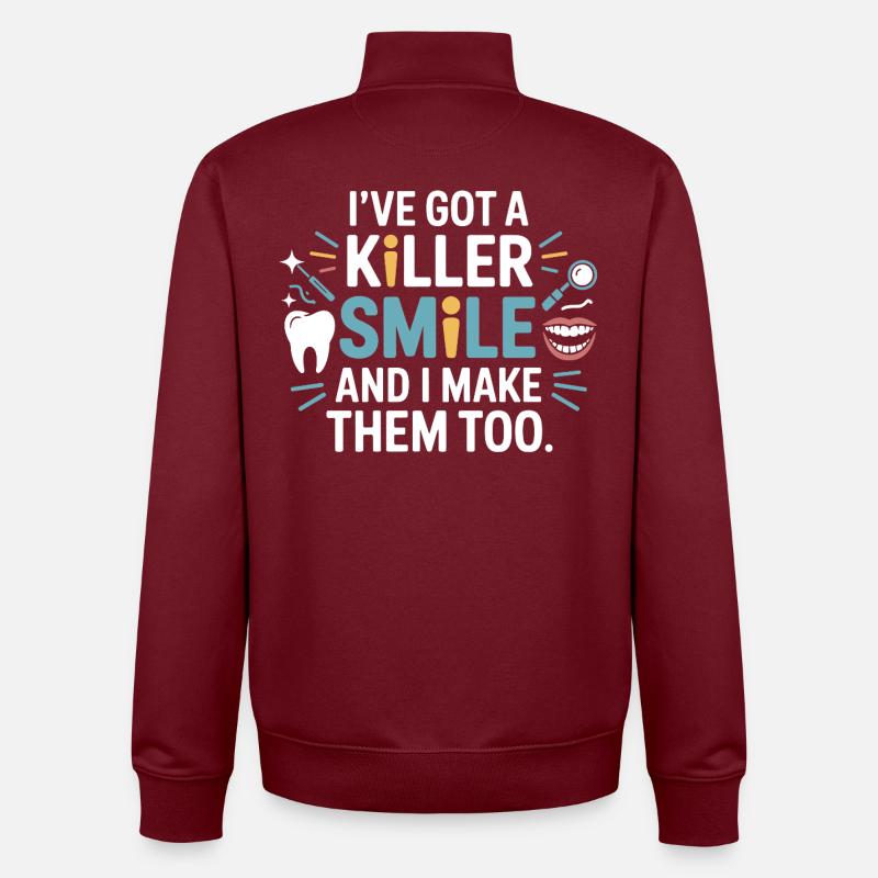 Dental Lab Articulator Precision  - Unisex Organic Zip Sweatshirt by Stanley/Stella - burgundy