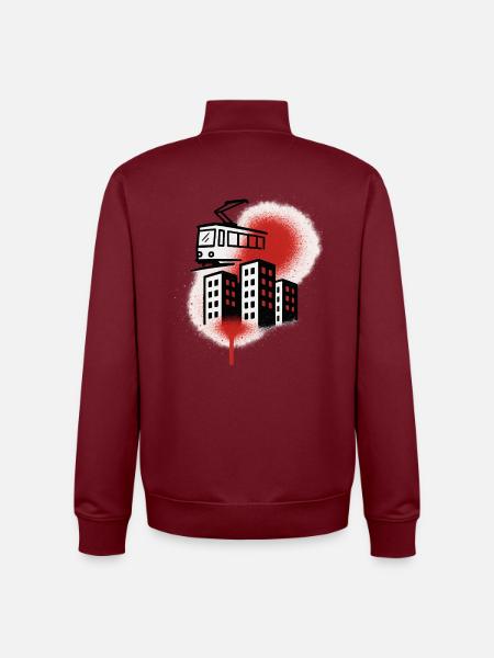 Graffiti-Straßenbahn über die Stadt - Unisex Organic Zip Sweatshirt von Stanley/Stella - Burgunderrot