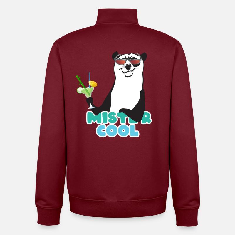 Panda Mister Cool Cocktail - Sweat zippé unisexe en coton bio Stanley/Stella - bordeaux
