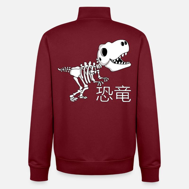 Squelette de dinosaure manga - Sweat zippé unisexe en coton bio Stanley/Stella - bordeaux