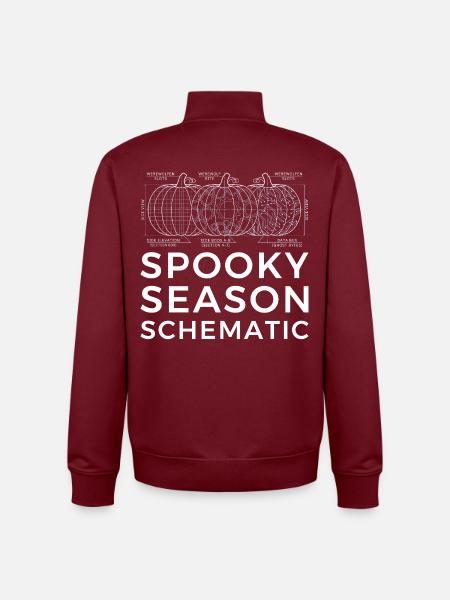 Spooky Season Schematic, Engineer Halloween tshirt - Unisex Organic Zip Sweatshirt by Stanley/Stella - burgundy