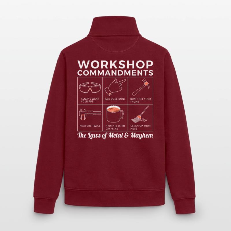 Workshop Rules, Sarcastic Machinist & Engineer Tee Unisex Organic Zip Sweatshirt by Stanley/Stella