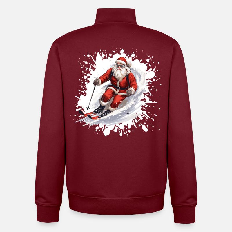 Père Noël Ski Ski - Sweat zippé unisexe en coton bio Stanley/Stella - bordeaux