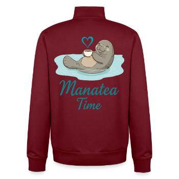 Lamantin Animal Marin Océan Adore Thé - Sweat zippé unisexe en coton bio Stanley/Stella - bordeaux - Dos - AI Model Male 185 dark (185cm)