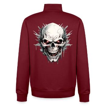 crâne squelette moto motard gang - Sweat zippé unisexe en coton bio Stanley/Stella - bordeaux - Dos - AI Model Male 185 dark (185cm)