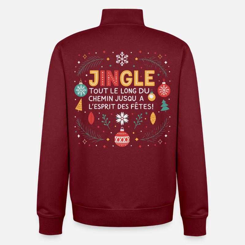 Jingle Chemin des Fêtes - Sweat zippé unisexe en coton bio Stanley/Stella - bordeaux