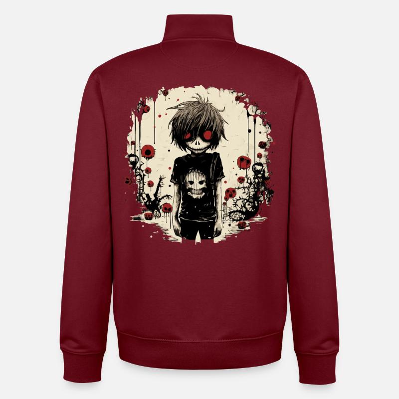 Red-Eyed Skull Kid – Emo Comic Design - Unisex Organic Zip Sweatshirt von Stanley/Stella - Burgunderrot