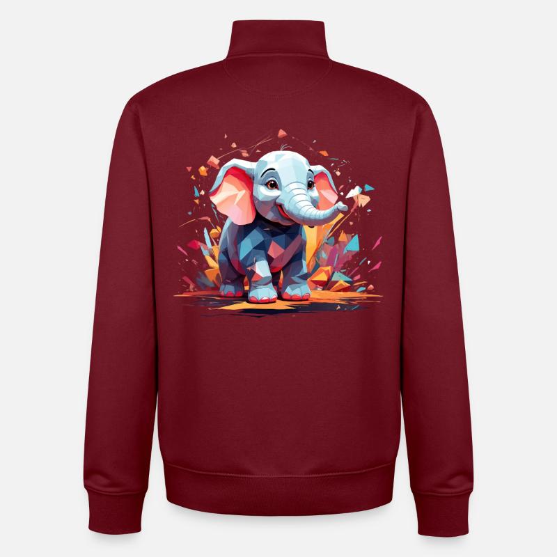 Elefant Farbexplosion - Unisex Organic Zip Sweatshirt von Stanley/Stella - Burgunderrot