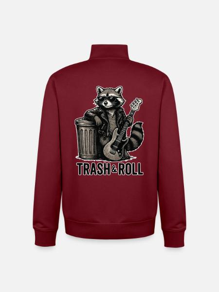 Trash & Roll Waschbär mit Gitarre - Unisex Organic Zip Sweatshirt von Stanley/Stella - Burgunderrot