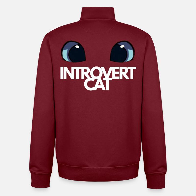 Introvert Cat Blue Eyes - Unisex Organic Zip Sweatshirt by Stanley/Stella - burgundy