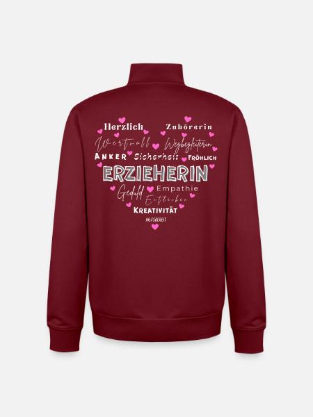 Kindergarten teacher Herz - Unisex Organic Zip Sweatshirt by Stanley/Stella - burgundy