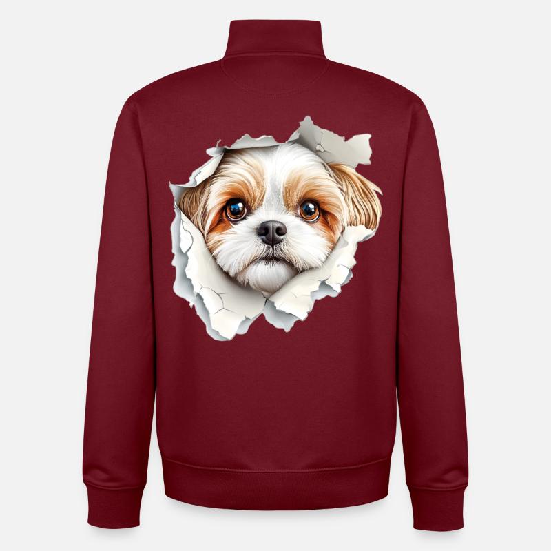 Shih Tzu - Sweat zippé unisexe en coton bio Stanley/Stella - bordeaux