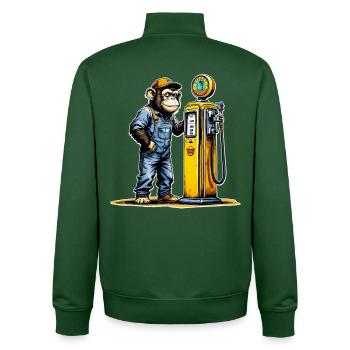 Monkey Vintage Pump-Kunst - Unisex Organic Zip Sweatshirt von Stanley/Stella - Flaschengrün - Hinten - AI Model Male 185 dark (185cm)