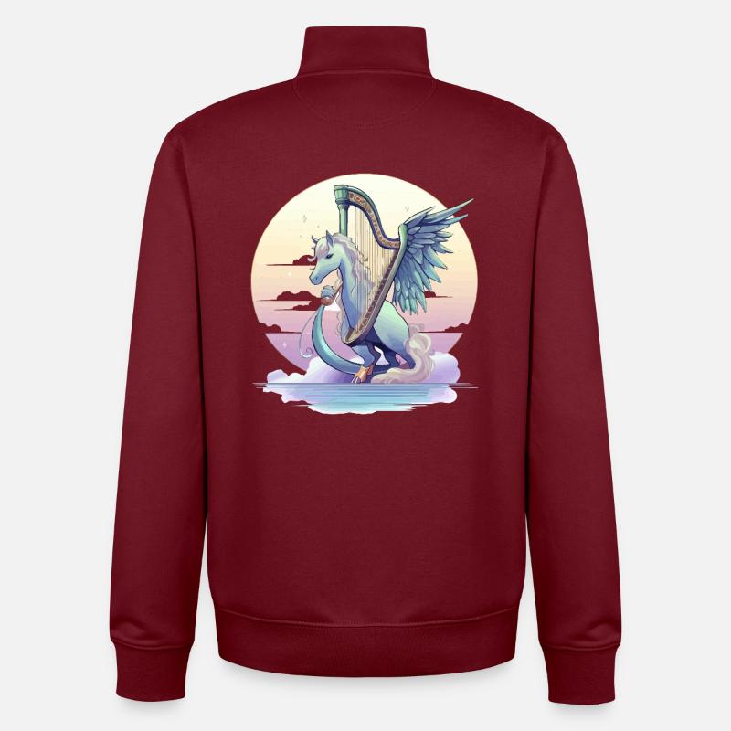 Pégase avec harpe le soir - Sweat zippé unisexe en coton bio Stanley/Stella - bordeaux