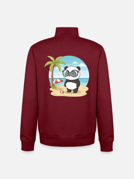 Süßer Panda mit Brille Strand-Sommerurlaub - Unisex Organic Zip Sweatshirt von Stanley/Stella - Burgunderrot