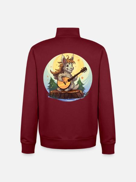 Moonlight Donkey Guitarist - Unisex Organic Zip Sweatshirt by Stanley/Stella - burgundy