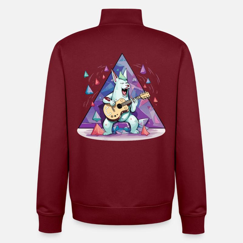 Crystal Bunny à la guitare - Sweat zippé unisexe en coton bio Stanley/Stella - bordeaux