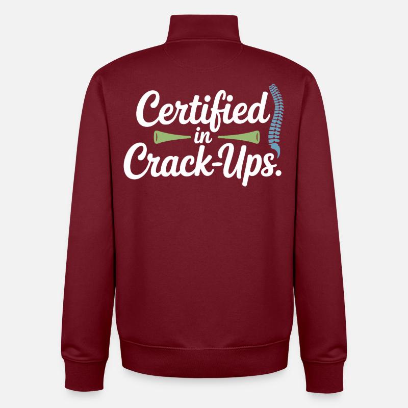 Licensed DC Clinical Vertebral Integrity  - Unisex Organic Zip Sweatshirt by Stanley/Stella - burgundy