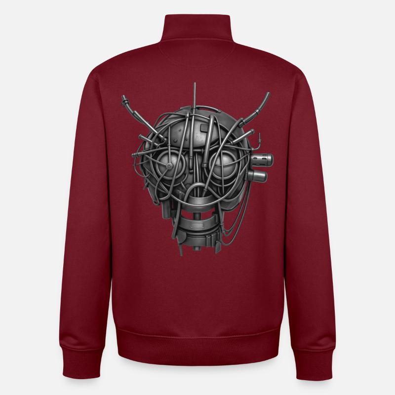 ROBOT MASK #2 - black & white - Sweat zippé unisexe en coton bio Stanley/Stella - bordeaux