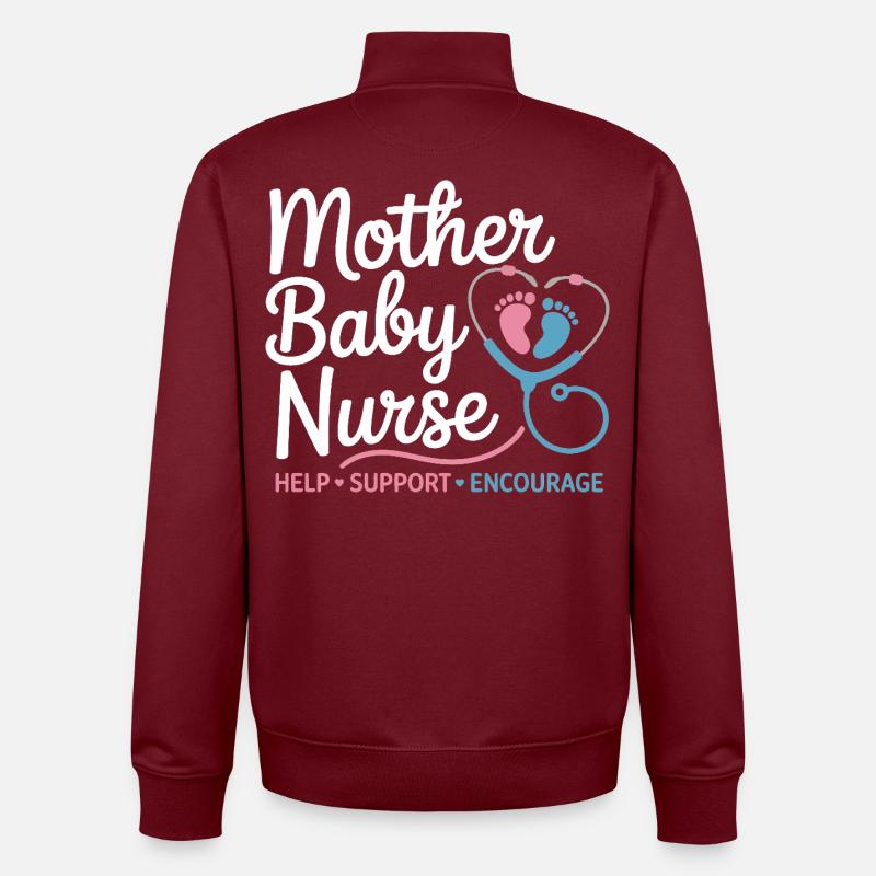 Emblème Mère-Bébé Infirmière - Sweat zippé unisexe en coton bio Stanley/Stella - bordeaux