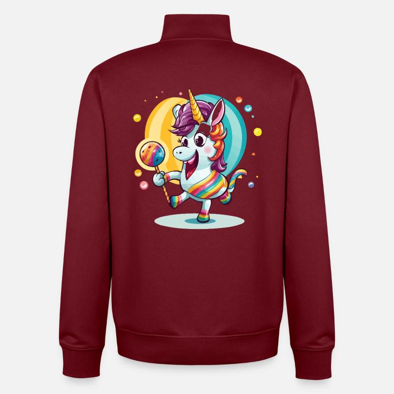 Regenbogen-Einhorn mit Lutscher - Unisex Organic Zip Sweatshirt von Stanley/Stella - Burgunderrot