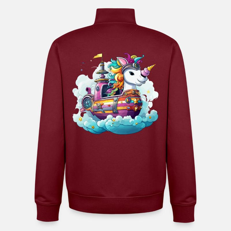 Bunter Einhorn-Schifftraum - Unisex Organic Zip Sweatshirt von Stanley/Stella - Burgunderrot