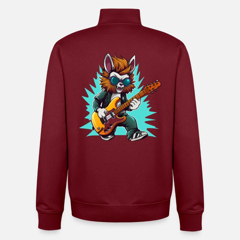 Gitarrowl Rockwolf with sunglasses - Unisex Organic Zip Sweatshirt by Stanley/Stella - burgundy