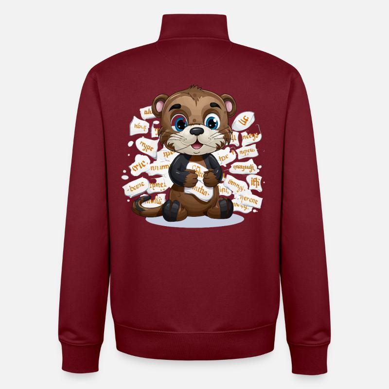 Lernotter mit Papierchaos - Unisex Organic Zip Sweatshirt von Stanley/Stella - Burgunderrot