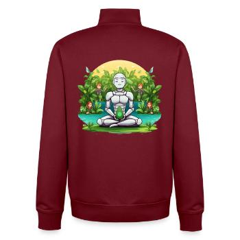 Méditation robotique dans la jungle - Sweat zippé unisexe en coton bio Stanley/Stella - bordeaux - Dos - AI Model Male 185 dark (185cm)