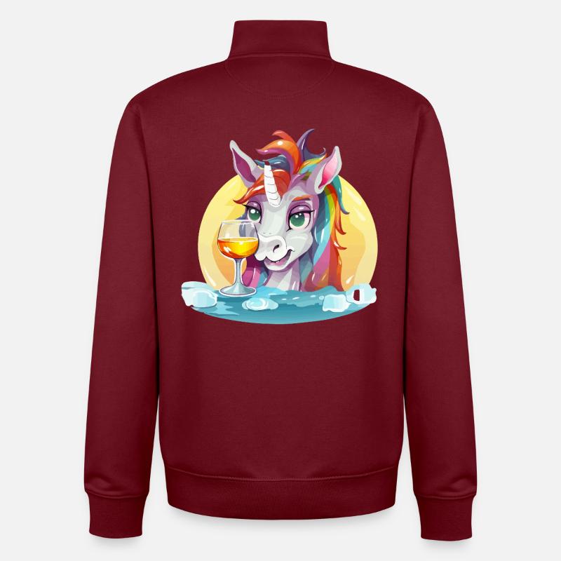 Buntes Einhorn mit Wein - Unisex Organic Zip Sweatshirt von Stanley/Stella - Burgunderrot