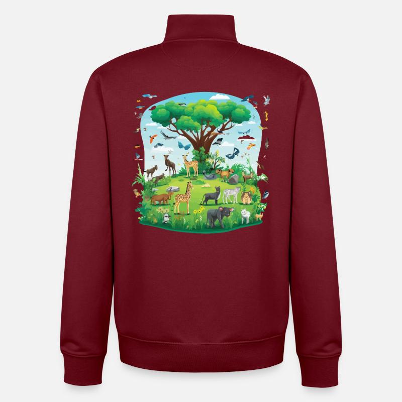 Tierparadies unter dem Baum - Unisex Organic Zip Sweatshirt von Stanley/Stella - Burgunderrot