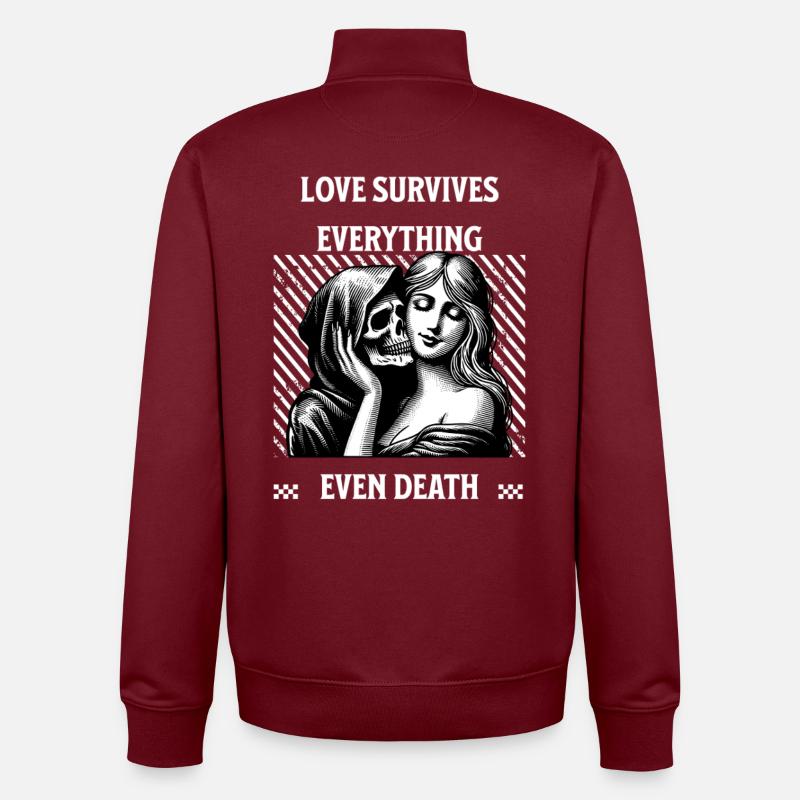 Love survives everything until death - Unisex Organic Zip Sweatshirt by Stanley/Stella - burgundy