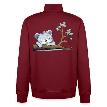 Kuschelbär am Ast - Unisex Organic Zip Sweatshirt von Stanley/Stella - Burgunderrot - Hinten - AI Model Male 185 dark (185cm)