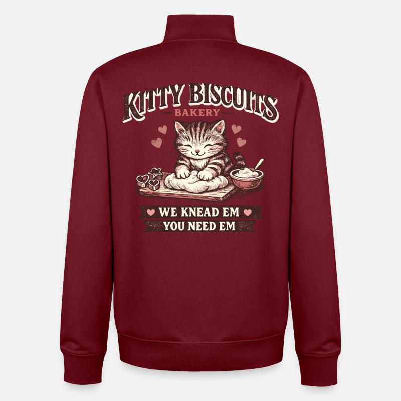 Cat Bakery Valentine's Day Gift - Unisex Organic Zip Sweatshirt by Stanley/Stella - burgundy