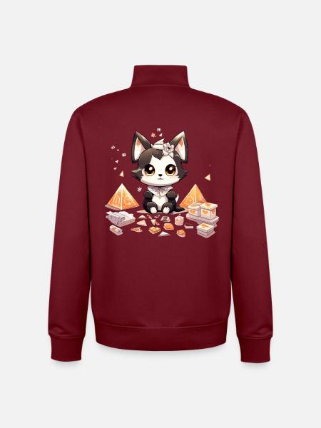 Chibi-Hundewelpe Diamantenschatz - Unisex Organic Zip Sweatshirt von Stanley/Stella - Burgunderrot