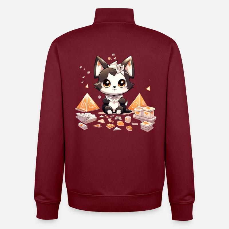 Chibi Chiot Diamant Trésor - Sweat zippé unisexe en coton bio Stanley/Stella - bordeaux