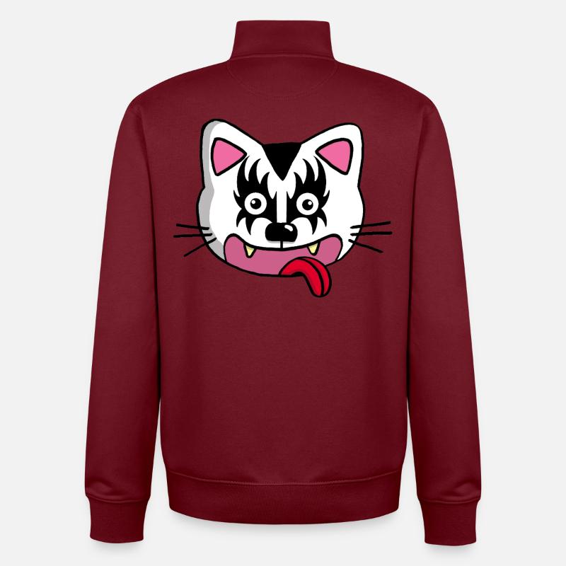 Chat mignon mais démoniaque - Sweat zippé unisexe en coton bio Stanley/Stella - bordeaux