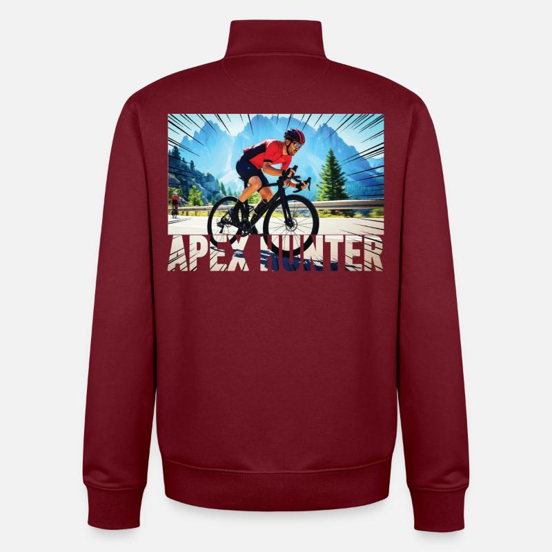 APEX HUNTER Mountain Biker - Unisex Organic Zip Sweatshirt by Stanley/Stella - burgundy