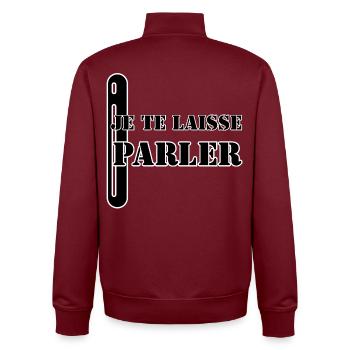 I'LL LET YOU SPEAK. - Unisex Organic Zip Sweatshirt by Stanley/Stella - burgundy - Back - AI Model Male 185 dark (185cm)