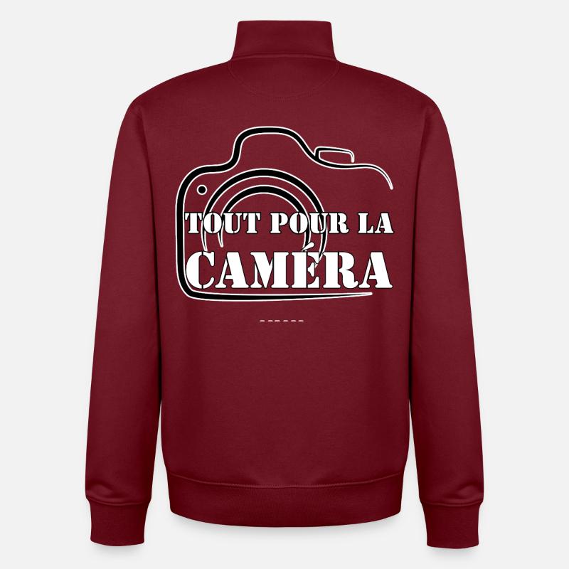 EVERYTHING FOR THE CAMERA. - Unisex Organic Zip Sweatshirt by Stanley/Stella - burgundy