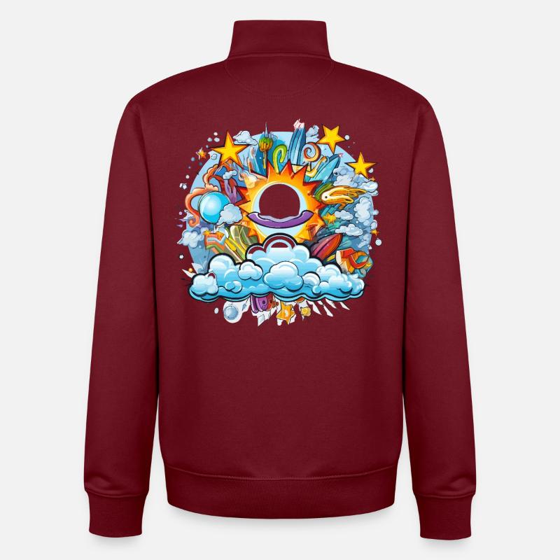Kosmische Sonnenflug Doodle - Unisex Organic Zip Sweatshirt von Stanley/Stella - Burgunderrot