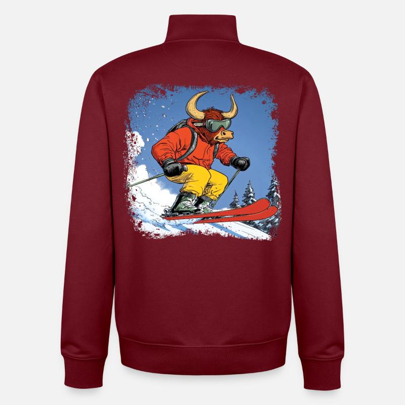 Ski Taurus - Sweat zippé unisexe en coton bio Stanley/Stella - bordeaux