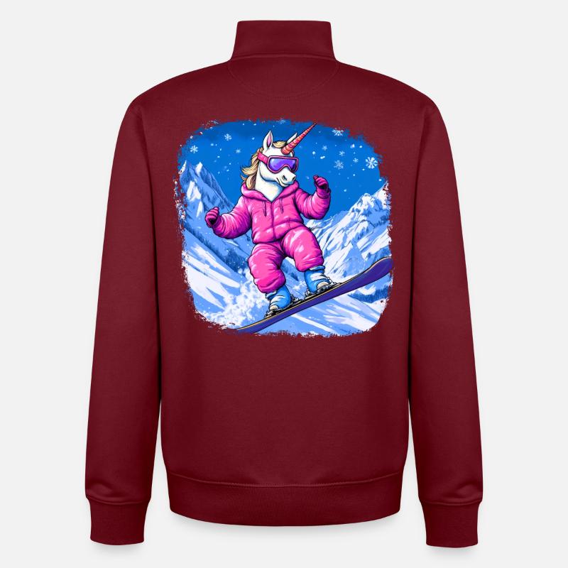 Einhörner Snowboard - Unisex Organic Zip Sweatshirt von Stanley/Stella - Burgunderrot